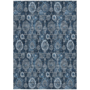 Homeroots 3' Stylish Artichoke Green And Gray Damask Rug - Washable, Durable, Perfect For Indoor And Outdoor Spaces 5' X 8' Polyester 588185