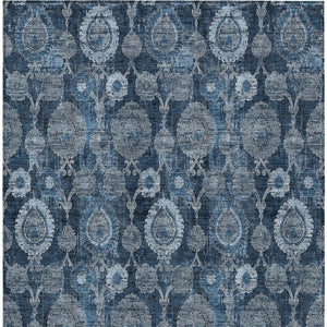 Homeroots 3' Stylish Artichoke Green And Gray Damask Rug - Washable, Durable, Perfect For Indoor And Outdoor Spaces 8' X 10' Polyester 588187