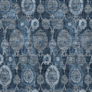 Homeroots 3' Stylish Artichoke Green And Gray Damask Rug - Washable, Durable, Perfect For Indoor And Outdoor Spaces 10' X 14' Polyester 588189