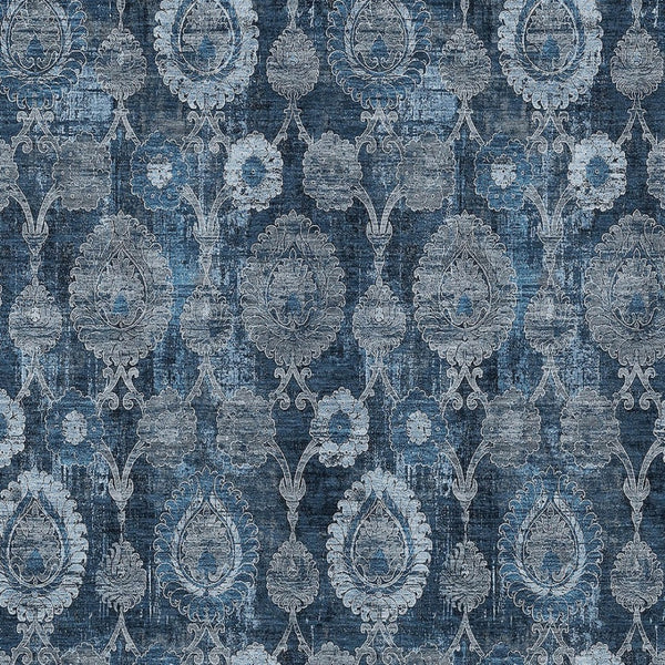 Homeroots 3' Stylish Artichoke Green And Gray Damask Rug - Washable, Durable, Perfect For Indoor And Outdoor Spaces 10' X 14' Polyester 588189