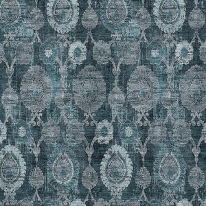 Homeroots 3' Stylish Artichoke Green And Gray Damask Rug - Washable, Durable, Perfect For Indoor And Outdoor Spaces 3' X 5' Polyester 588196