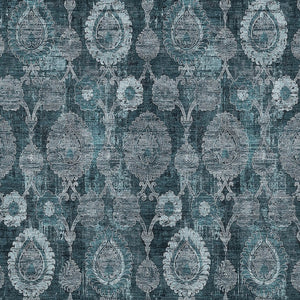 Homeroots 3' Stylish Artichoke Green And Gray Damask Rug - Washable, Durable, Perfect For Indoor And Outdoor Spaces 8' X 10' Polyester 588199