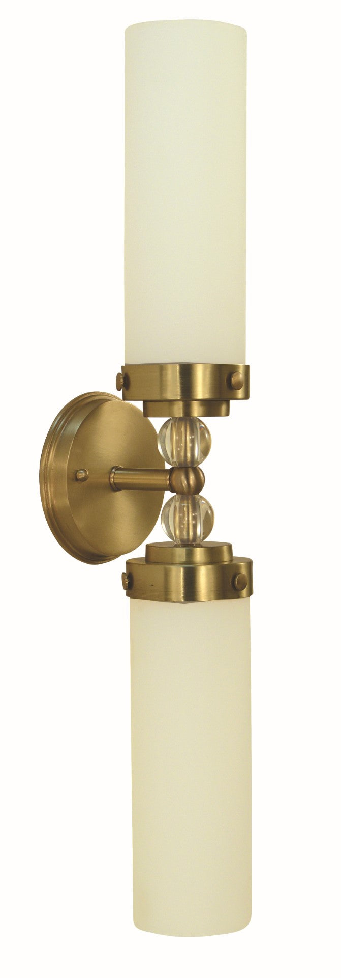 Framburg 2-light Brushed Brass Emily Bath Sconce - Glamorous Crystal Accents With Elegant White Glass Glow Brushed Brass Metal 5882 Br