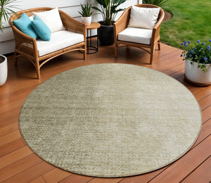 Homeroots 3' Abstract Washable Indoor Outdoor Area Rug In Brown Beige And Taupe - Stylish, Durable, Versatile Decor 8' Round Polyester 588210