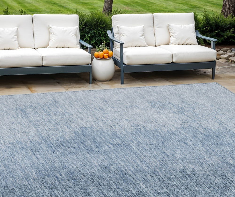 HomeRoots 5' Navy Blue and Sky Blue Abstract Indoor Outdoor Area Rug – Durable, Washable, Stylish Accent for Any Space 10' X 14' 588219