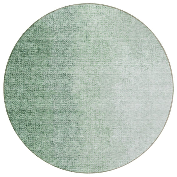 HomeRoots 5' Artichoke Green & Fern Green Abstract Washable Area Rug for Stylish Indoor & Outdoor Spaces 8' Round 588222