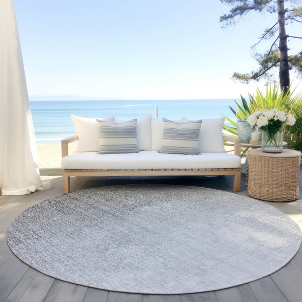 Homeroots 3' Abstract Washable Indoor Outdoor Area Rug In Brown Beige And Taupe - Stylish, Durable, Versatile Decor 8' Round Polyester 588228