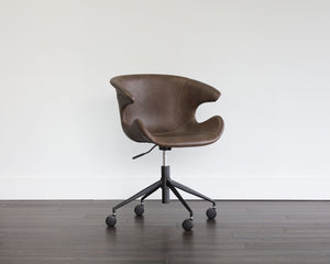 Sunpan Kash Swivel Office Chair - Retro Style with Faux Leather and Powder Coated Iron Legs for Comfort Hearthstone Brown