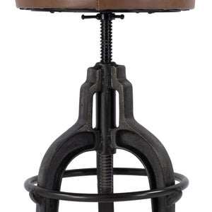 Butler Specialty Knight Adjustable Height Leather And Iron Bar Stool - Rustic Charm Meets Industrial Style For Any Space Brown Iron,Leather,Plywood 5882344-butler