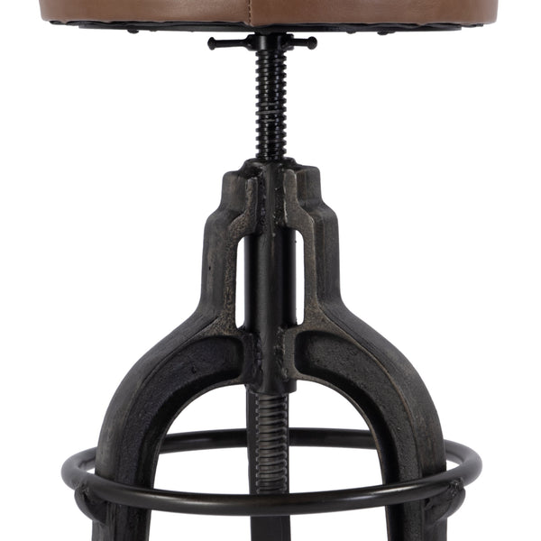 Butler Specialty Knight Adjustable Height Leather And Iron Bar Stool - Rustic Charm Meets Industrial Style For Any Space Brown Iron,Leather,Plywood 5882344-butler