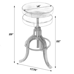 Butler Specialty Knight Adjustable Height Leather And Iron Bar Stool - Rustic Charm Meets Industrial Style For Any Space Brown Iron,Leather,Plywood 5882344-butler