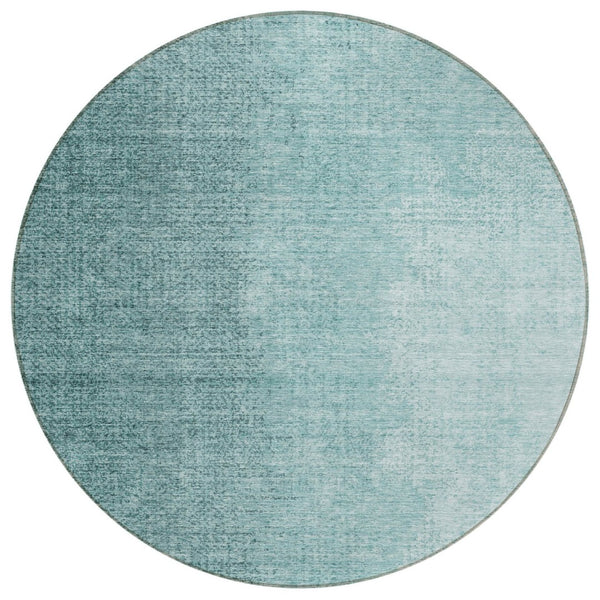 HomeRoots 5' Teal Blue Aqua Abstract Area Rug - Durable, Washable & Stylish for Indoor and Outdoor Spaces 8' Round 588234