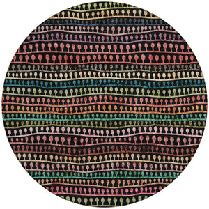 Homeroots 3' Black Green And Gold Striped Washable Area Rug - Stylish Indoor/Outdoor Design For Modern Spaces 8' Round Polyester 588240