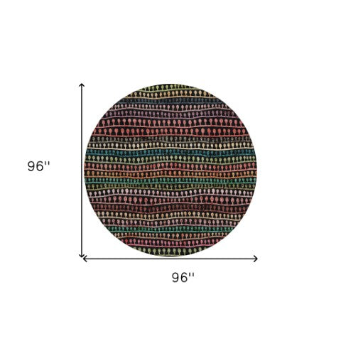 Homeroots 3' Black Green And Gold Striped Washable Area Rug - Stylish Indoor/Outdoor Design For Modern Spaces 8' Round Polyester 588240