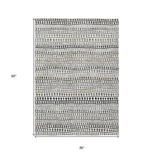 Homeroots 3' Black Green And Gold Striped Washable Area Rug - Stylish Indoor/Outdoor Design For Modern Spaces 3' X 5' Polyester 588244