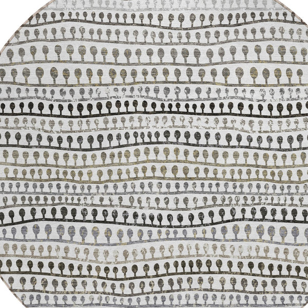 Homeroots 3' Black Green And Gold Striped Washable Area Rug - Stylish Indoor/Outdoor Design For Modern Spaces 8' Round Polyester 588246