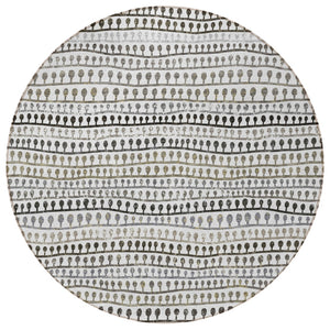 Homeroots 3' Black Green And Gold Striped Washable Area Rug - Stylish Indoor/Outdoor Design For Modern Spaces 8' Round Polyester 588246