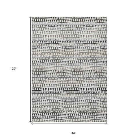 Homeroots 3' Black Green And Gold Striped Washable Area Rug - Stylish Indoor/Outdoor Design For Modern Spaces 8' X 10' Polyester 588247