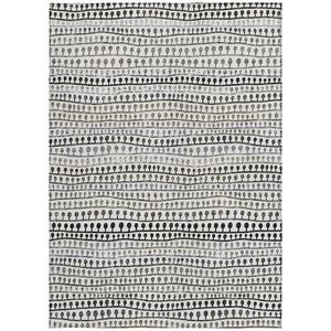 Homeroots 3' Black Green And Gold Striped Washable Area Rug - Stylish Indoor/Outdoor Design For Modern Spaces 8' X 10' Polyester 588247