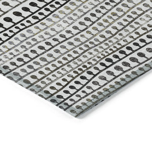 Homeroots 3' Black Green And Gold Striped Washable Area Rug - Stylish Indoor/Outdoor Design For Modern Spaces 10' X 14' Polyester 588249