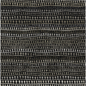 Homeroots 3' Black Green And Gold Striped Washable Area Rug - Stylish Indoor/Outdoor Design For Modern Spaces 3' X 5' Polyester 588250