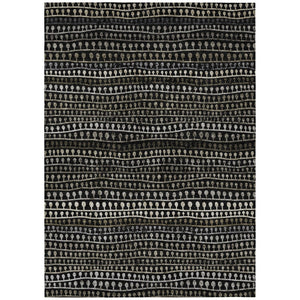 HomeRoots 5' Stylish Taupe Charcoal Gray Striped Washable Area Rug for Indoor Outdoor Use – Durable & Chic 5' X 8' 588251