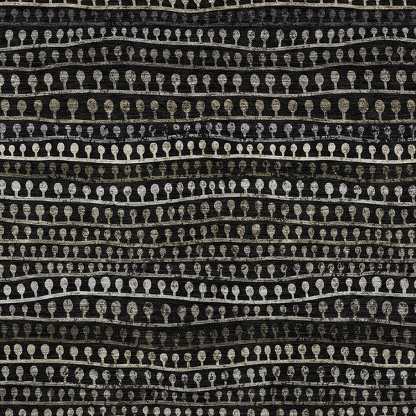 Homeroots 3' Black Green And Gold Striped Washable Area Rug - Stylish Indoor/Outdoor Design For Modern Spaces 5' X 8' Polyester 588251