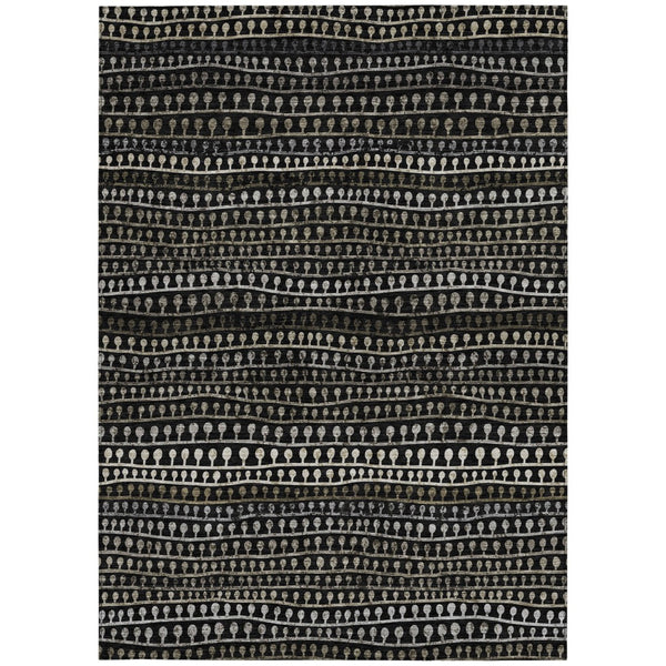 Homeroots 3' Black Green And Gold Striped Washable Area Rug - Stylish Indoor/Outdoor Design For Modern Spaces 8' X 10' Polyester 588253