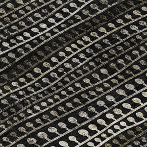 Homeroots 3' Black Green And Gold Striped Washable Area Rug - Stylish Indoor/Outdoor Design For Modern Spaces 8' X 10' Polyester 588253