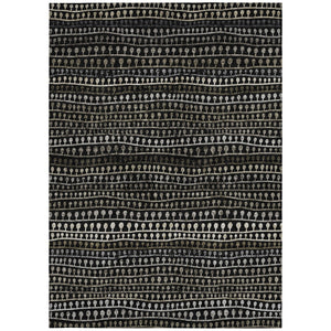 Homeroots 3' Black Green And Gold Striped Washable Area Rug - Stylish Indoor/Outdoor Design For Modern Spaces 10' X 14' Polyester 588255