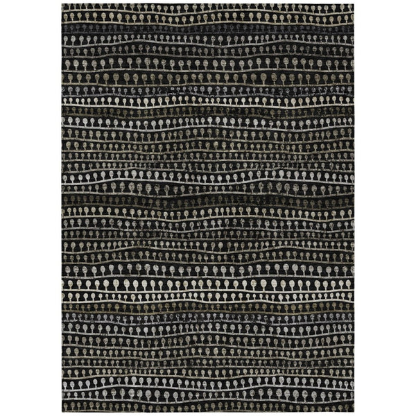 HomeRoots 5' Stylish Taupe Charcoal Gray Striped Washable Area Rug for Indoor Outdoor Use – Durable & Chic 10' X 14' 588255
