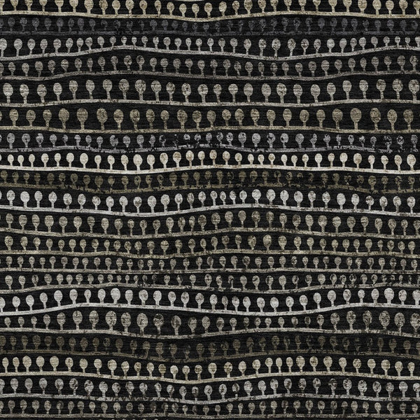 Homeroots 3' Black Green And Gold Striped Washable Area Rug - Stylish Indoor/Outdoor Design For Modern Spaces 10' X 14' Polyester 588255