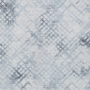 Homeroots 3' Stylish Navy Blue And Sky Blue Geometric Washable Area Rug For Indoor And Outdoor Spaces 5' X 8' Polyester 588257