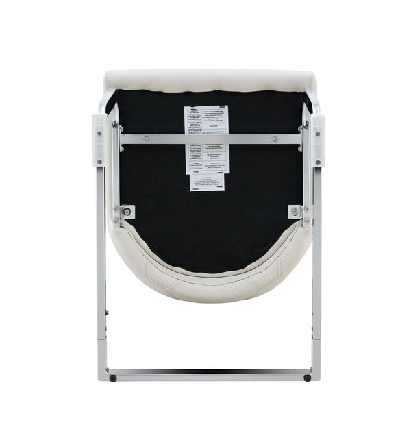 English Elm Dining Chairs Set Of 4 - Modern High-Back White Faux Leather With Gold Mesh And Chrome Accents W3493P356224