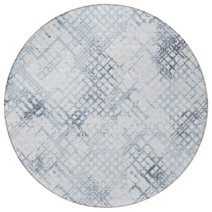 Homeroots 3' Stylish Navy Blue And Sky Blue Geometric Washable Area Rug For Indoor And Outdoor Spaces 8' Round Polyester 588258