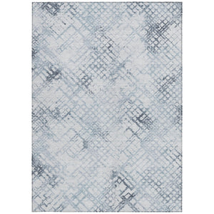Homeroots 3' Stylish Navy Blue And Sky Blue Geometric Washable Area Rug For Indoor And Outdoor Spaces 8' X 10' Polyester 588259