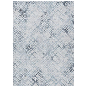 HomeRoots 9' Navy and Sky Blue Geometric Area Rug - Durable, Washable Design for Indoor and Outdoor Spaces 9' X 12' 588260