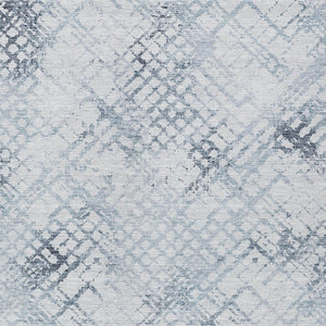 Homeroots 3' Stylish Navy Blue And Sky Blue Geometric Washable Area Rug For Indoor And Outdoor Spaces 9' X 12' Polyester 588260