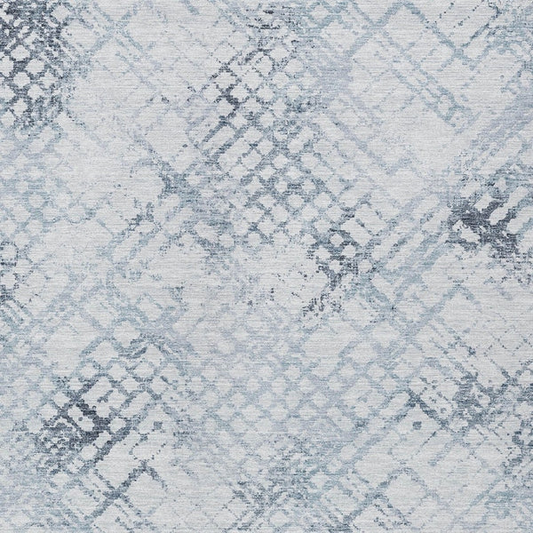 Homeroots 3' Stylish Navy Blue And Sky Blue Geometric Washable Area Rug For Indoor And Outdoor Spaces 9' X 12' Polyester 588260