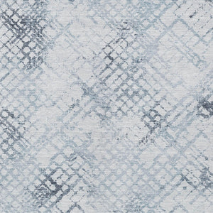 Homeroots 3' Stylish Navy Blue And Sky Blue Geometric Washable Area Rug For Indoor And Outdoor Spaces 10' X 14' Polyester 588261