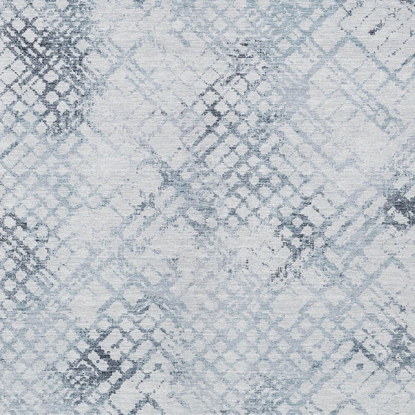 Homeroots 3' Stylish Navy Blue And Sky Blue Geometric Washable Area Rug For Indoor And Outdoor Spaces 10' X 14' Polyester 588261