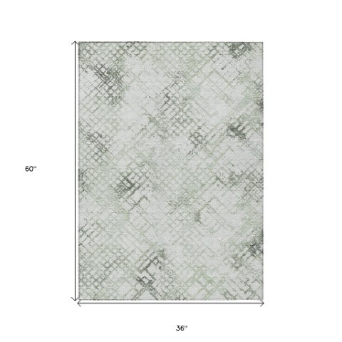 Homeroots 3' Stylish Navy Blue And Sky Blue Geometric Washable Area Rug For Indoor And Outdoor Spaces 3' X 5' Polyester 588262