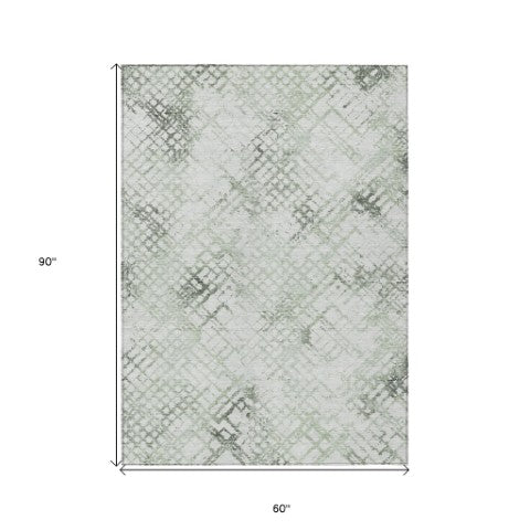 Homeroots 3' Stylish Navy Blue And Sky Blue Geometric Washable Area Rug For Indoor And Outdoor Spaces 5' X 8' Polyester 588263