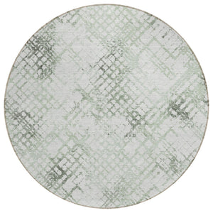 HomeRoots 5' Artichoke Green and Ivory Geometric Area Rug - Washable, Durable, Stylish for Indoor & Outdoor Use 8' Round 588264