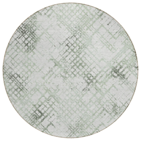 HomeRoots 5' Artichoke Green and Ivory Geometric Area Rug - Washable, Durable, Stylish for Indoor & Outdoor Use 8' Round 588264