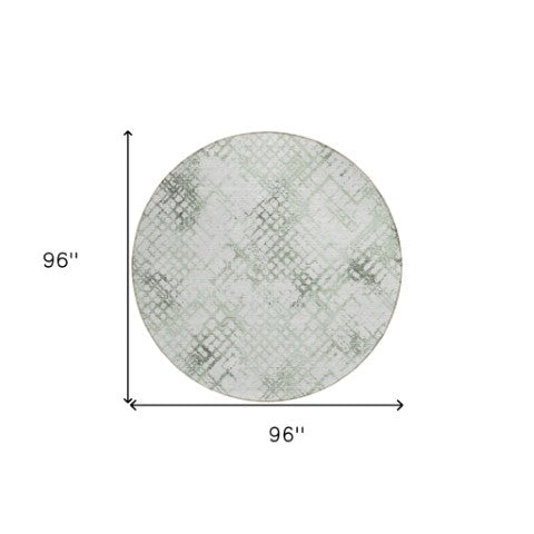 Homeroots 3' Stylish Navy Blue And Sky Blue Geometric Washable Area Rug For Indoor And Outdoor Spaces 8' Round Polyester 588264