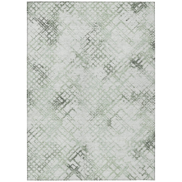 HomeRoots 9' Artichoke Green and Ivory Geometric Indoor Outdoor Area Rug for Stylish and Durable Spaces 9' X 12' 588266