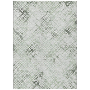 HomeRoots 5' Artichoke Green and Ivory Geometric Area Rug - Washable, Durable, Stylish for Indoor & Outdoor Use 10' X 14' 588267