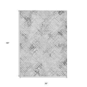 Homeroots 3' Stylish Navy Blue And Sky Blue Geometric Washable Area Rug For Indoor And Outdoor Spaces 3' X 5' Polyester 588268