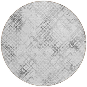 Homeroots 3' Stylish Navy Blue And Sky Blue Geometric Washable Area Rug For Indoor And Outdoor Spaces 8' Round Polyester 588270